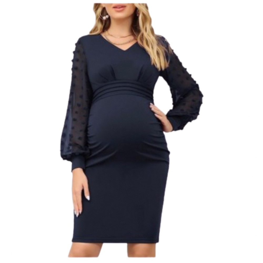 Women’s Maternity Long Sleeve V-Neck Bodycon Dress